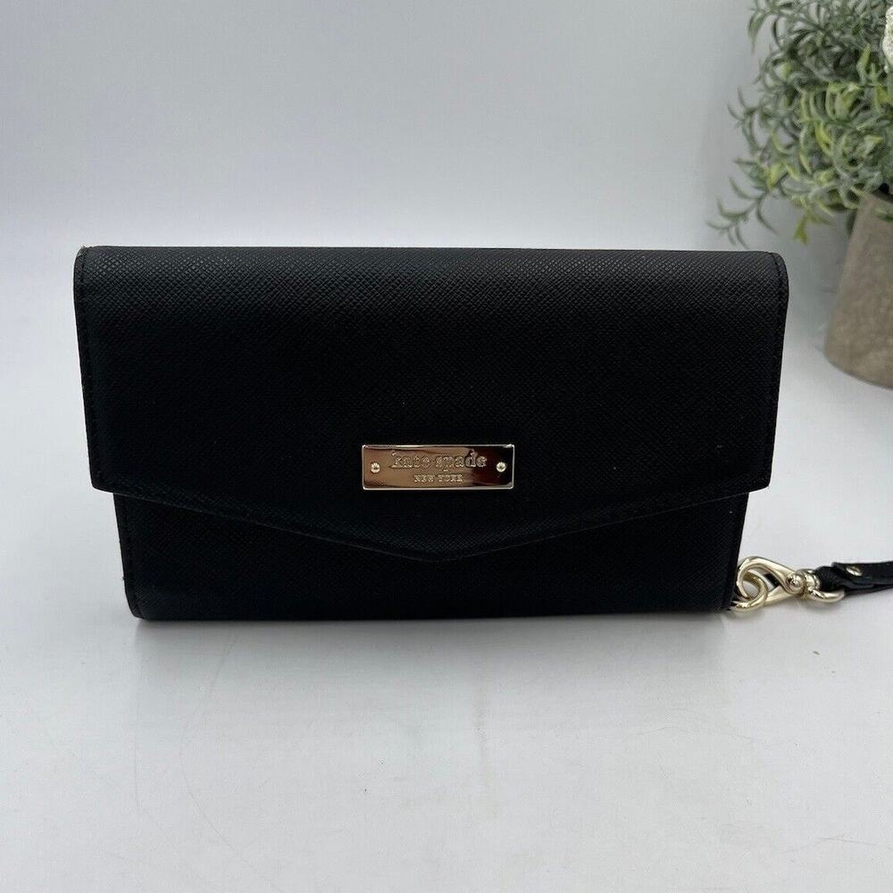 Kate Spade New York Saffiano Wristlet For Devices up to 5.7" Black Wallet Clutch